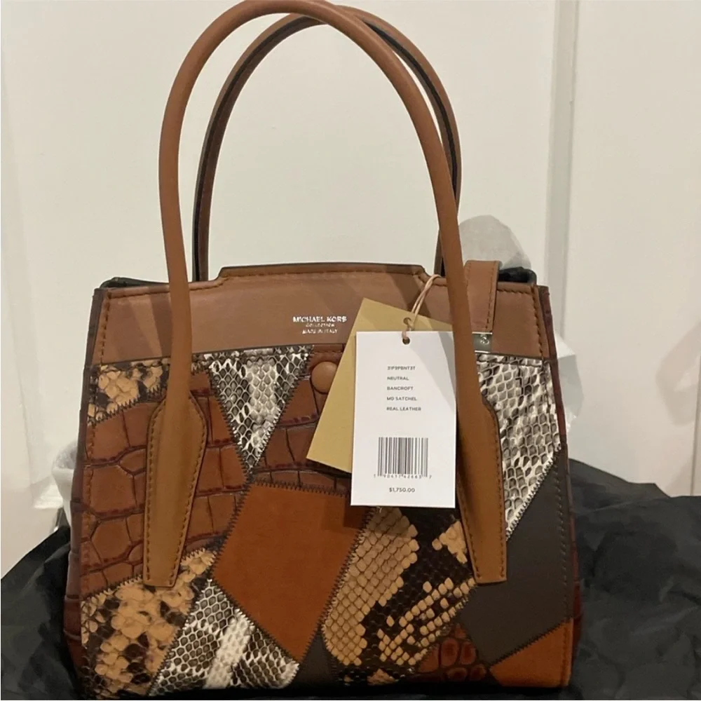 Rare RUNWAY MICHAEL KORS COLLECTION SNAKE-EMBOSSED SATCHEL.